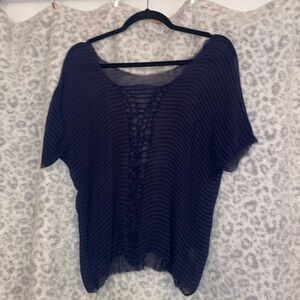 Raquel Allegra silk braided blouse navy 1